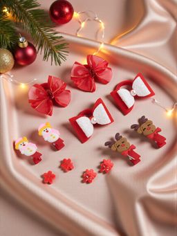 Ribbon Candy - Christmas Pack of 12 Rubber Bands, Polka Dotted Hair Clutchers & Bow Hair Clips
