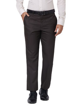 Park Avenue - Regular Fit Self Design Black Trousers