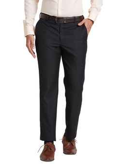 Park Avenue - Regular Fit Checkered Black Trousers