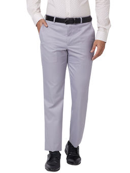Park Avenue - Regular Fit Solid Grey Trousers