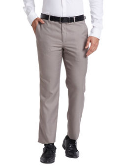 Park Avenue - Regular Fit Solid Beige Trousers