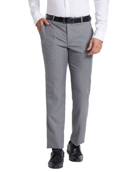 Park Avenue - Regular Fit Checkered Grey Trousers