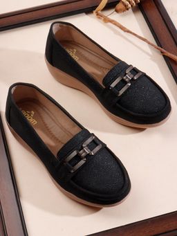 Aroom - Women Black Classic Loafers