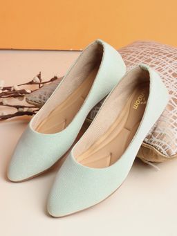 Aroom - Green Elegant Textured Ballerinas