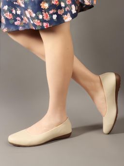 Aroom - Women Cream Elegant Ballerinas