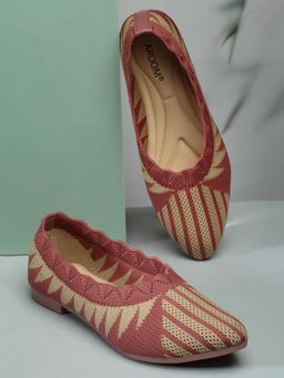 Aroom - Pink Trendy Knitted Ballerinas