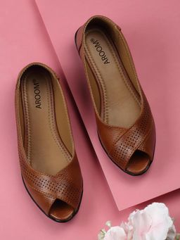 Aroom - Tan Elegant Peep-Toe Sandal Heels