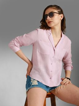 High Star - Classic Cuban Collar Long Sleeves Cotton Casual Shirt