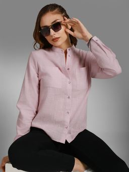 High Star - Classic Mandarin Collar Long Sleeves Cotton Casual Shirt