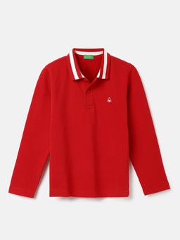 United Colors of Benetton - Regular Fit Collared Solid Red Polo T-Shirt