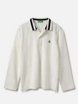 United Colors of Benetton - Regular Fit Collar Neck Solid White Polo T-Shirt