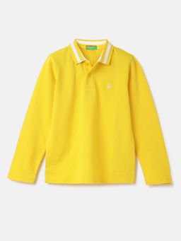 United Colors of Benetton - Regular Fit Collared Solid Yellow Polo T-Shirt