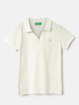 United Colors of Benetton - Regular Fit Collared Solid White Polo T-Shirt