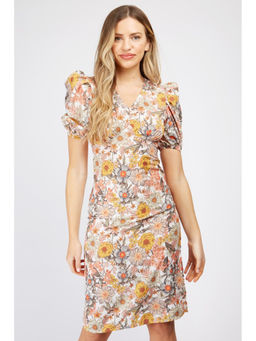 Trendyol - Multi Floral Puff Sleeve Midi Dress