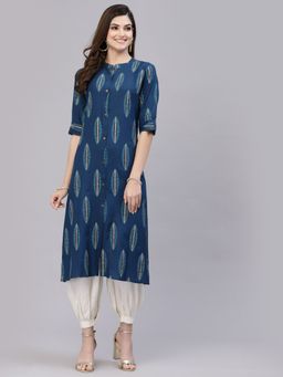 Stylum - Womens Block Printed Rayon A-Line Kurta
