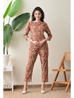 Glito - Women Cotton Printed Round Neck Co-Ord Set