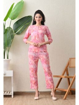 Glito - Women Pink Floral Print Pure Cotton Co-Ord Set