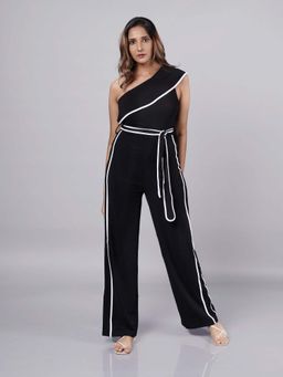 French Theory - Old Money Aesthetic Off Shoulder Jumpsuit with Belt