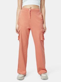 The Souled Store - Solids Peach Women Cargo Pant
