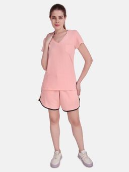 Wear Jukebox - Drift V-Neck T-Shirt and Shorts Women Peach