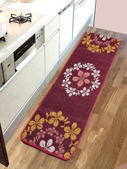 Saral Home - Cotton Printed Anti-Skid Runner-Maroon-45X120 Cm