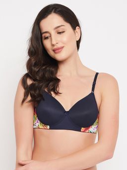 Clovia - Padded Non-wired Full Cup T-shirt Bra In Navy