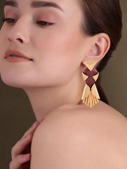 Shaze - Gold Rhodium-Plated American Diamond Figural Drop & Dangle Earrings For Women