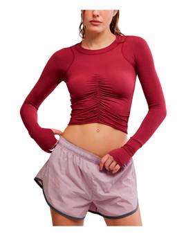 Free People Movement - Tempo Ruched Long Sleeve Crop T-Shirt