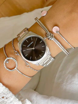 Joker and Witch - Joker & Witch Andrina Silver Watch Bracelet Stack-JWBS736 (L)