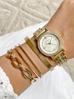 Joker and Witch - Joker & Witch Renee Gold Watch Bracelet Stack-JWBS747 (L)