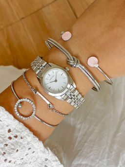 Joker and Witch - Joker & Witch Carlita Silver Watch Bracelet Stack-JWBS753 (L)