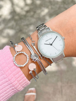 Joker and Witch - Joker & Witch Rexos Silver Watch Bracelet Stack-JWBS829 (L)