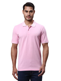 Park Avenue - Pink Slim Fit Solid Polo T-Shirt