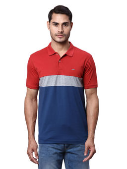 Park Avenue - Red Slim Fit Cut & Sew Polo T-Shirt