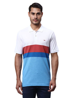 Park Avenue - Blue Slim Fit Cut & Sew Polo T-Shirt