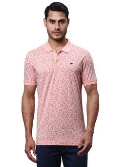 Park Avenue - Pink Slim Fit Printed Polo T-Shirt