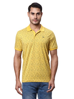 Park Avenue - Yellow Slim Fit Printed Polo T-Shirt
