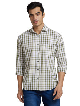 Park Avenue - Green Slim Fit Checkered Shirt
