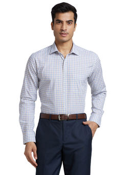 Park Avenue - Blue Slim Fit Checkered Shirt