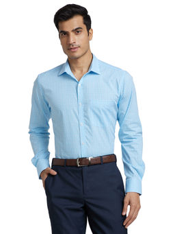 Park Avenue - Blue Slim Fit Checkered Shirt