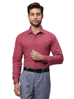 Park Avenue - Red Slim Fit Checkered Shirt