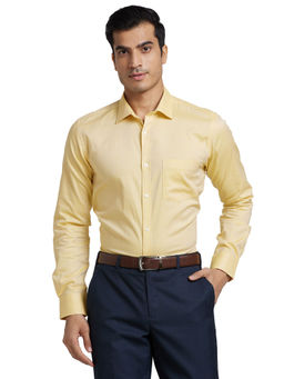 Park Avenue - Yellow Slim Fit Textured Shirt
