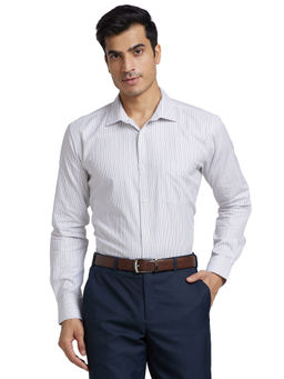 Park Avenue - Blue Slim Fit Striped Shirt
