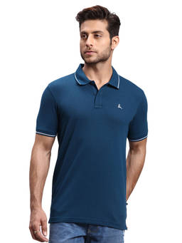 Parx - Navy Regular Fit Solid Polo T-Shirt