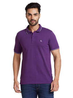 Parx - Purple Regular Fit Solid Polo T-Shirt