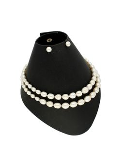 Sri Jagdamba Pearls - 2 Line Oval Pearl Necklace Set