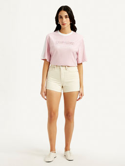 Levi's - Women Mid Rise Cream Slim Fit Shorts