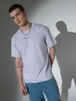 Hubberholme - Typography Printed Drop-Shoulder Sleeves Pure Cotton Relaxed Fit T-shirt