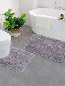 Saral Home - Solid Bathmat Set (Grey, Cotton, Medium)