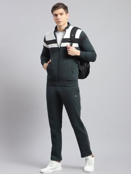 Monte Carlo - Men Teal Blue Stand Collar Full Sleeve Jacket and Trackpant